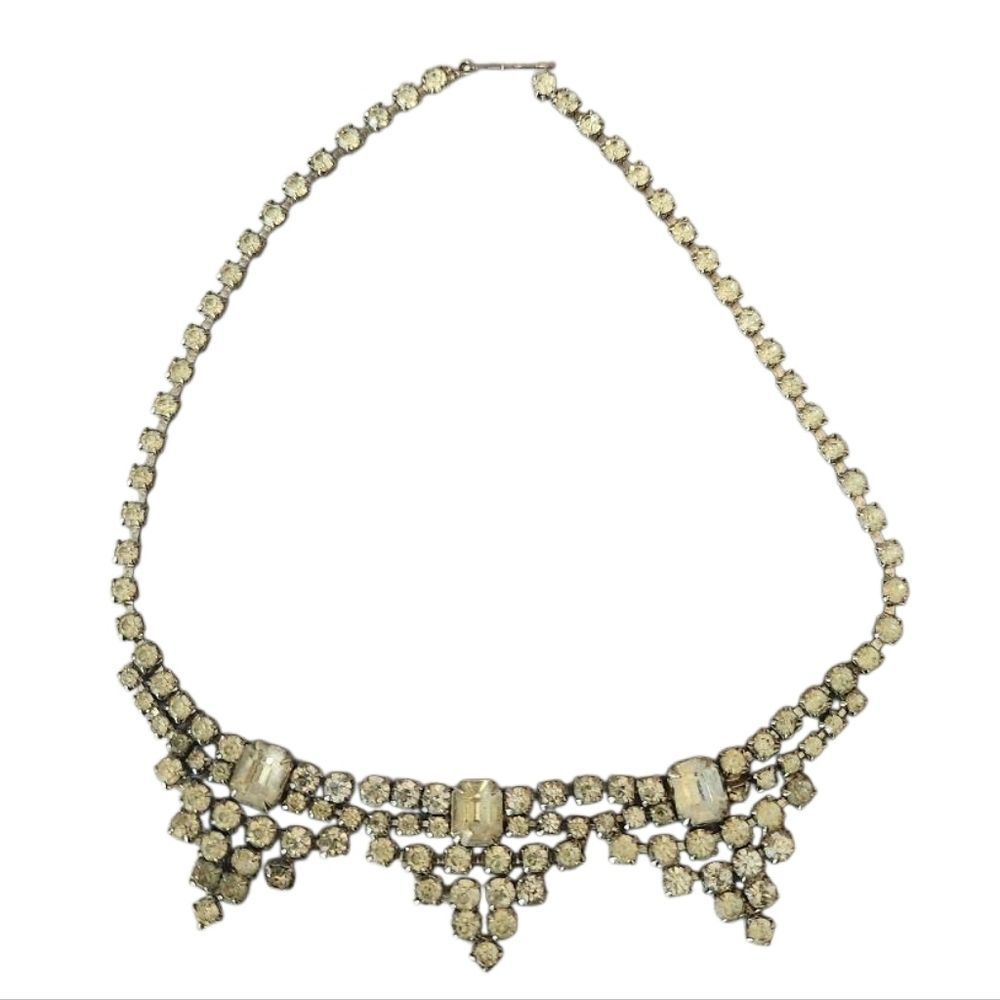 Vintage Rhinestone and Silvertone‎ Necklace